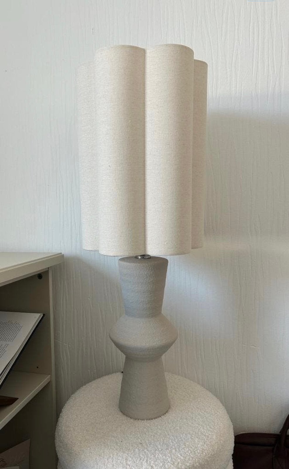 Tafellamp creme/beige, Huis en Inrichting, Lampen | Tafellampen, Beige, Ophalen of Verzenden, Zo goed als nieuw