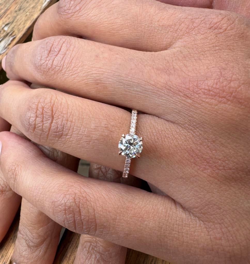 Verlovingsring 14K rosegoud; 0.85ct diamant natuurlijk NIEUW, Sieraden, Tassen en Uiterlijk, Ringen, Nieuw, Ophalen of Verzenden