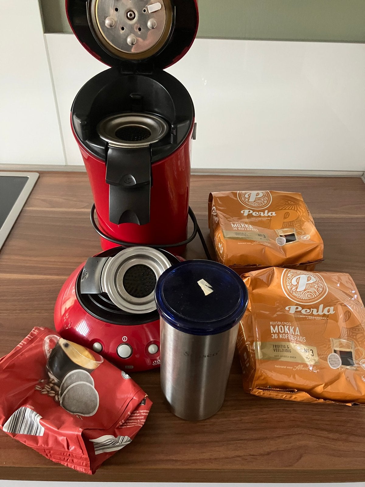 Goed werkende rode Philips Senseo koffiepad apparaat, Ophalen, Gebruikt, Koffiemachine, 1 kopje