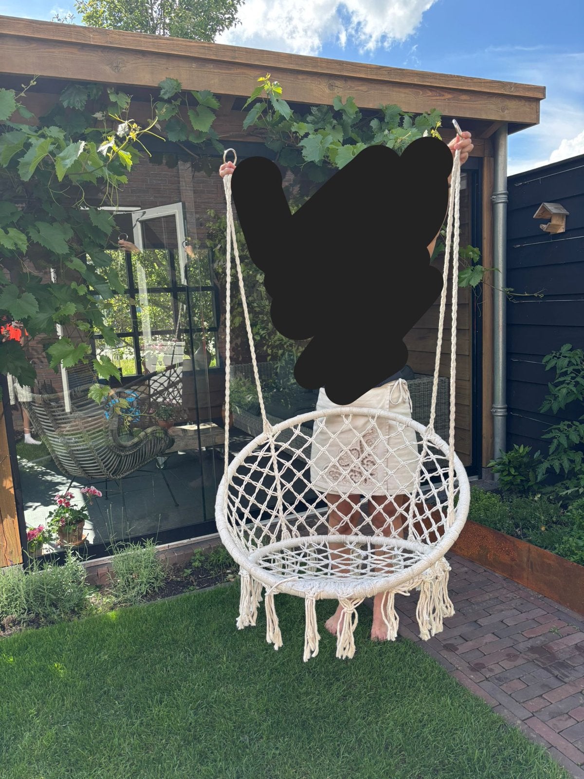 Macramé Hangstoel / schommel, Ophalen, Zo goed als nieuw, Eenpersoons, Binnen