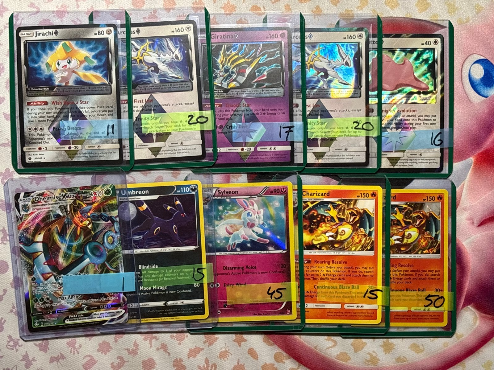 Pokémon Kaarten Collectie - Jirachi, Giratina, Umbreon, Char, Ophalen of Verzenden, Gebruikt, Meerdere kaarten
