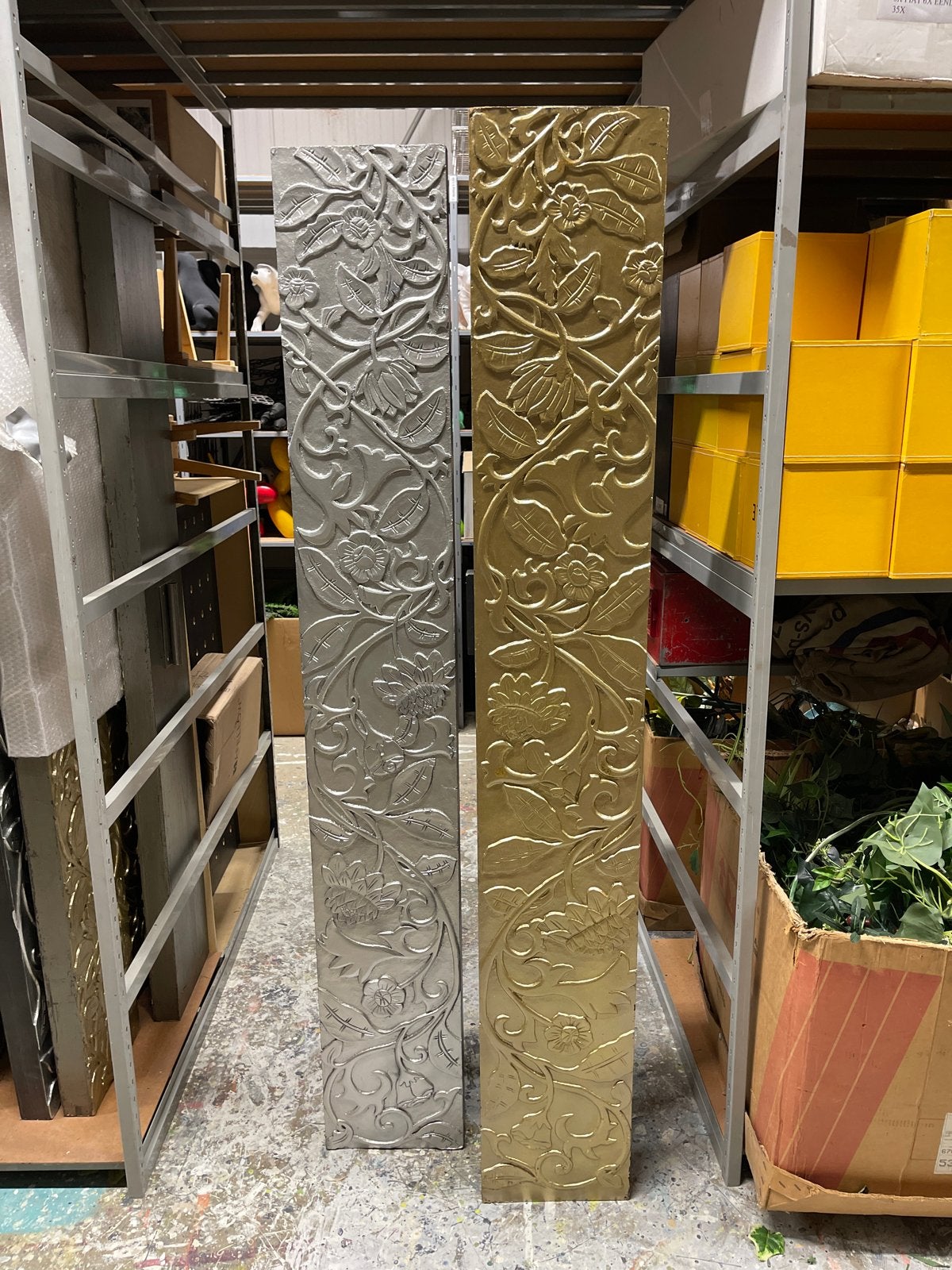 Decoratieve wandpanelen met bloemenreliëf - Goud & Zilver, Ophalen, 195 cm, Gebruikt, 40 cm