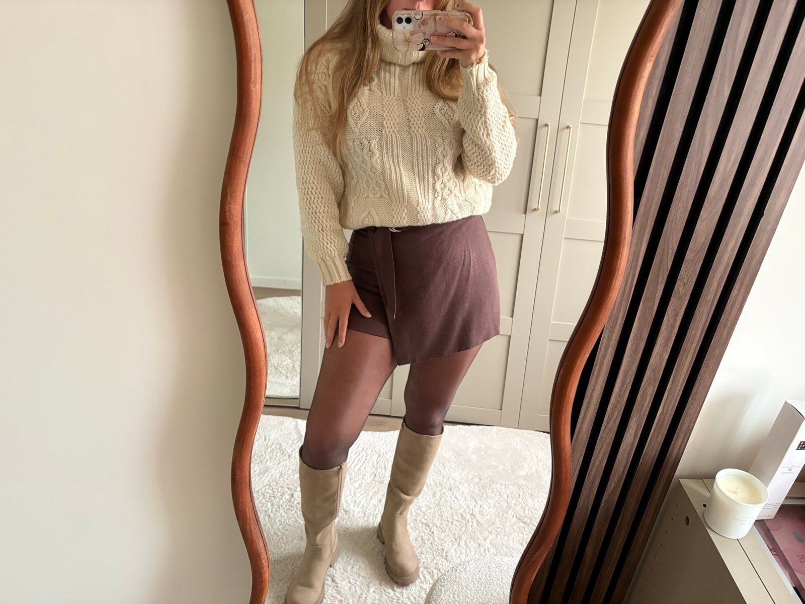 Warme wollen coltrui maat L, Ophalen of Verzenden, Zo goed als nieuw, Maat 42/44 (L), Beige