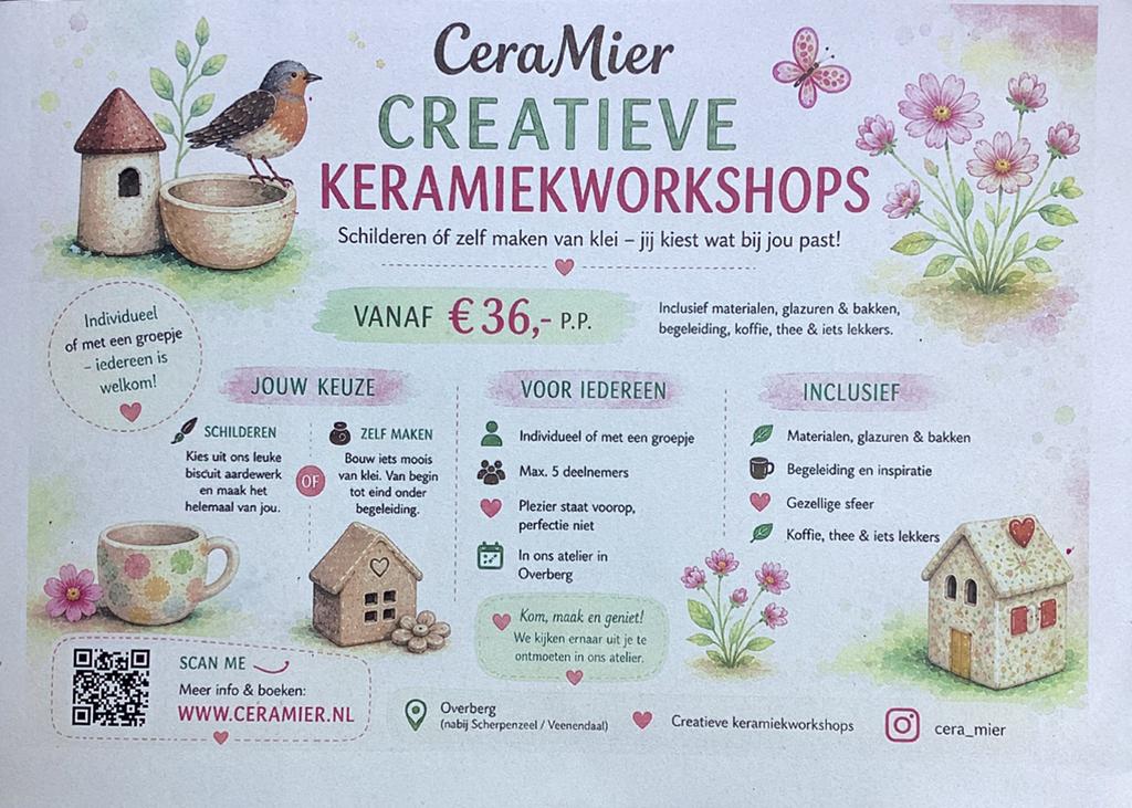 Keramiek maken of beschilderen bij Ceramier., Ophalen of Verzenden