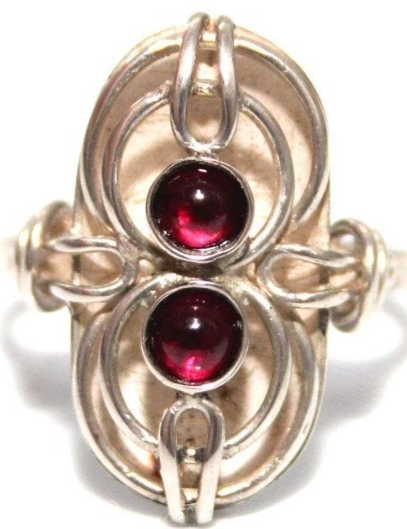 Schitterende Opengewerkte Zilver Granaat design ring, 19 tot 20, Ophalen of Verzenden, Zo goed als nieuw, Met edelsteen