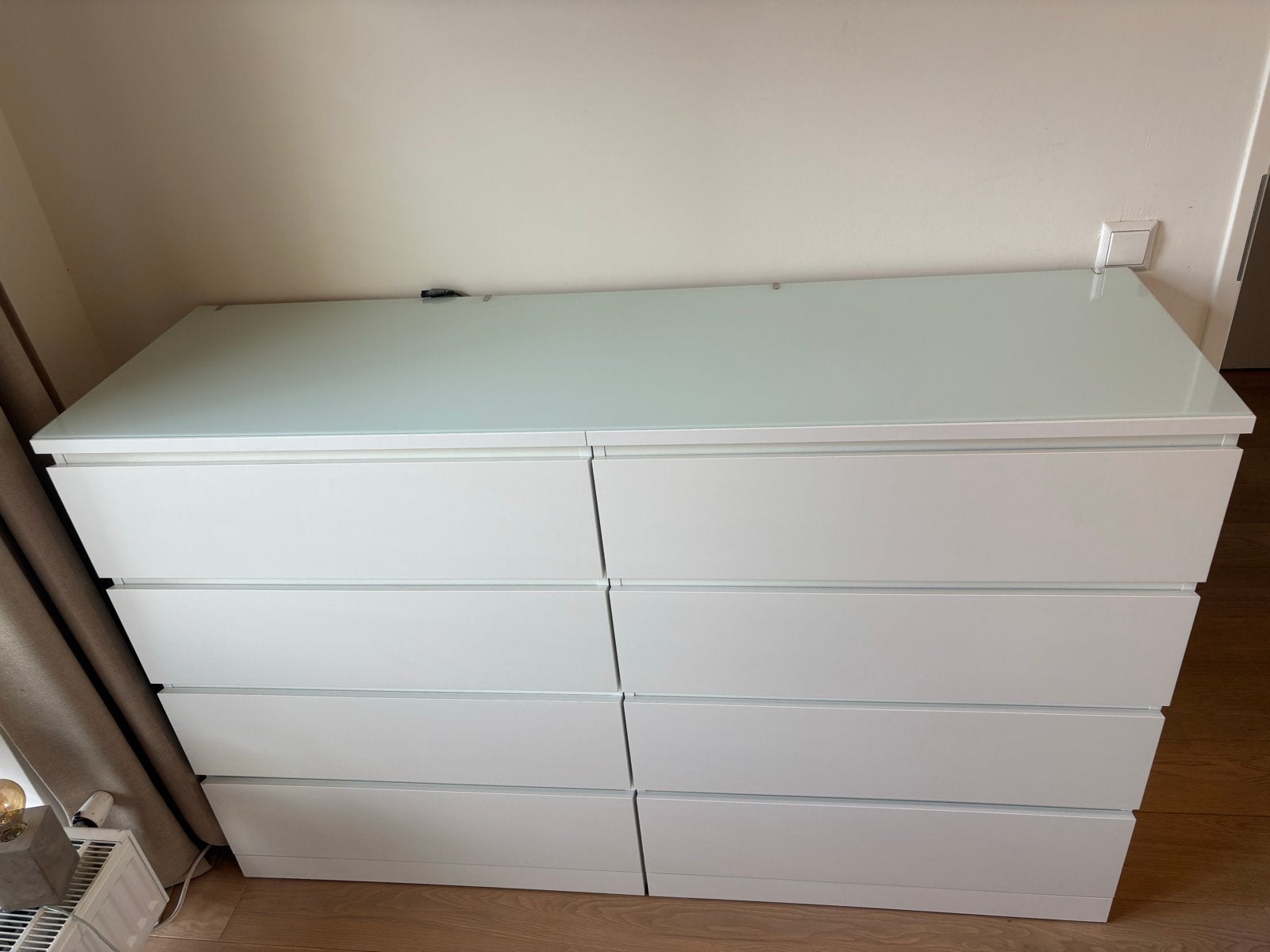 Glazen plaat voor MALM ladekast 160x48cm, Ophalen, Gebruikt, 150 tot 200 cm, Glas
