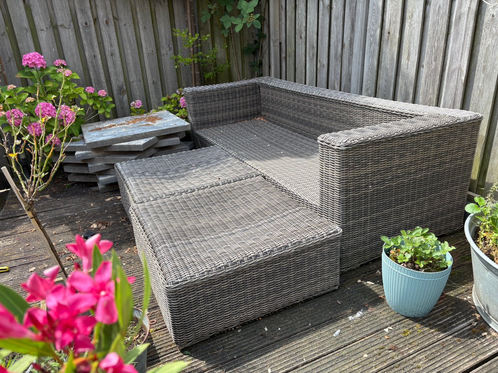 Riete tuinset 230x90 en 80x80, Ophalen, Gebruikt, Bank