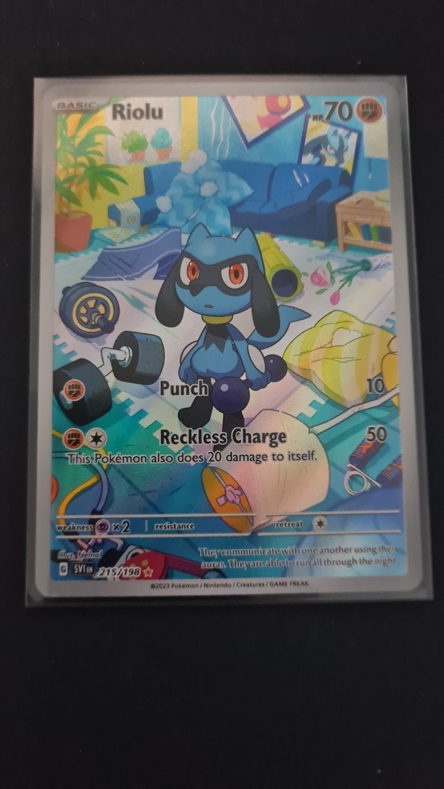 pokemon kaart Riolu full-art 215/198, Ophalen, Zo goed als nieuw, Losse kaart, Foil