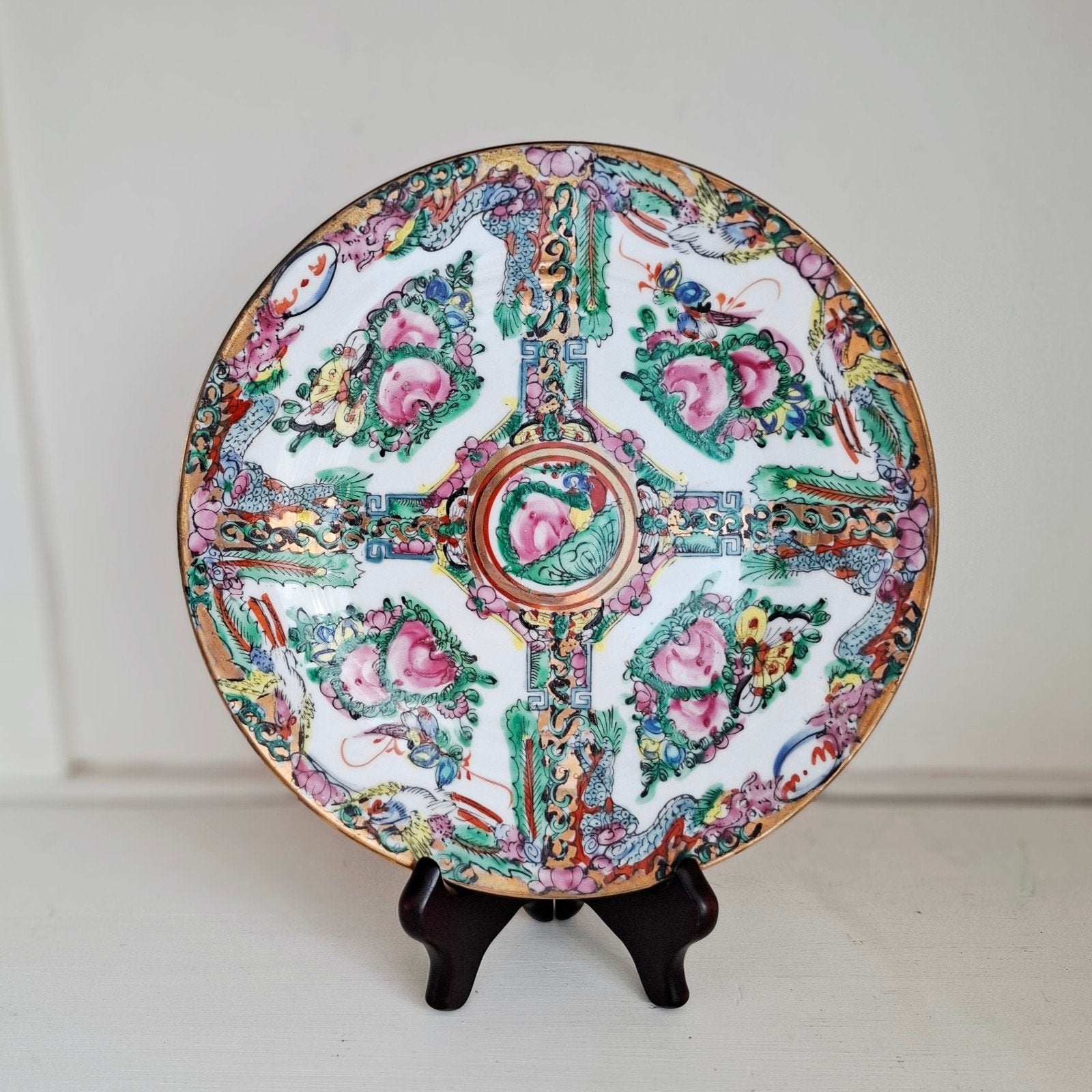 Rose Medallion, antiek Chinees ontbijtbord - 23 cm, Ophalen of Verzenden