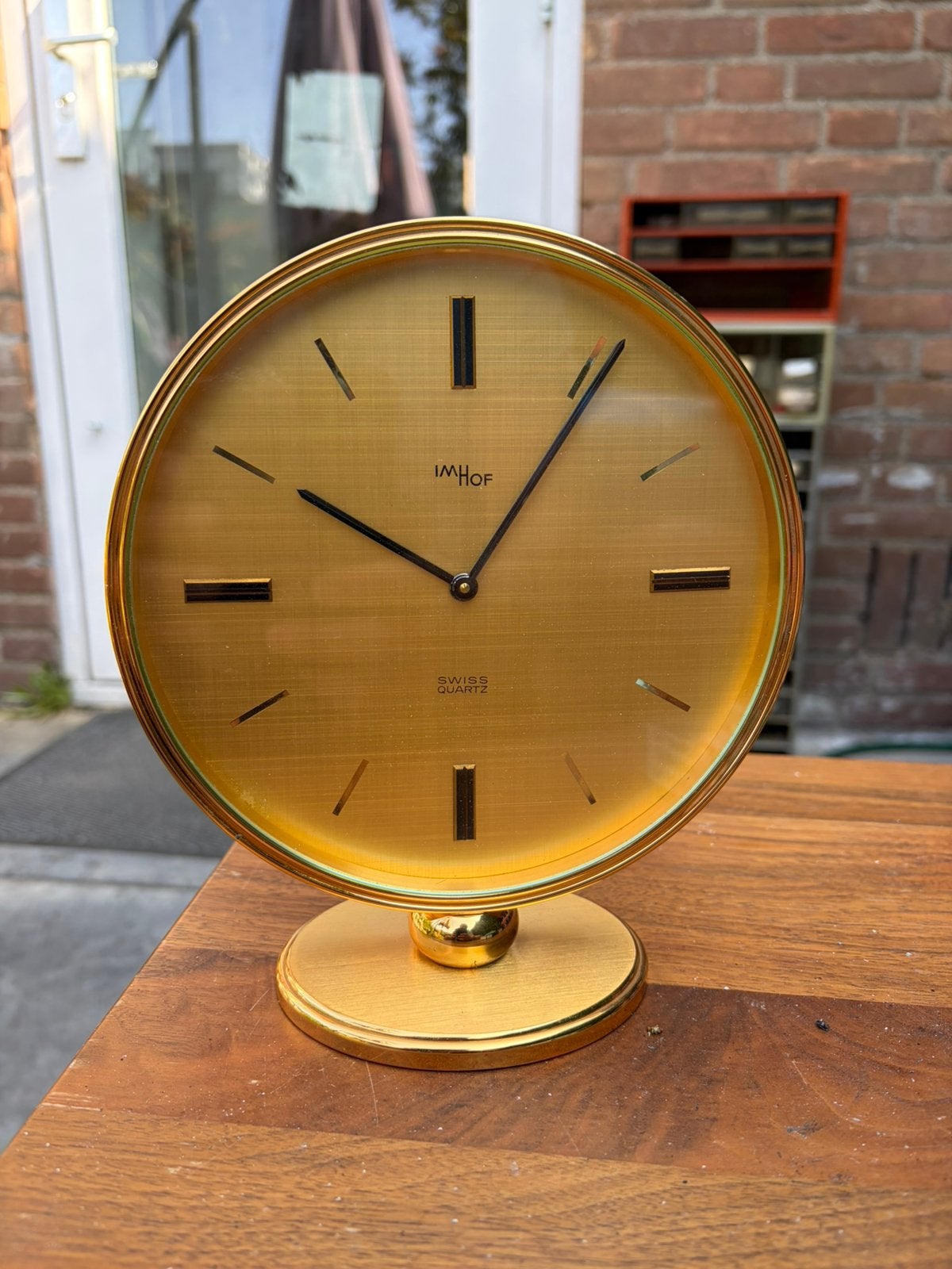 Vintage Imhof tafelklok swiss made quartz, Ophalen of Verzenden