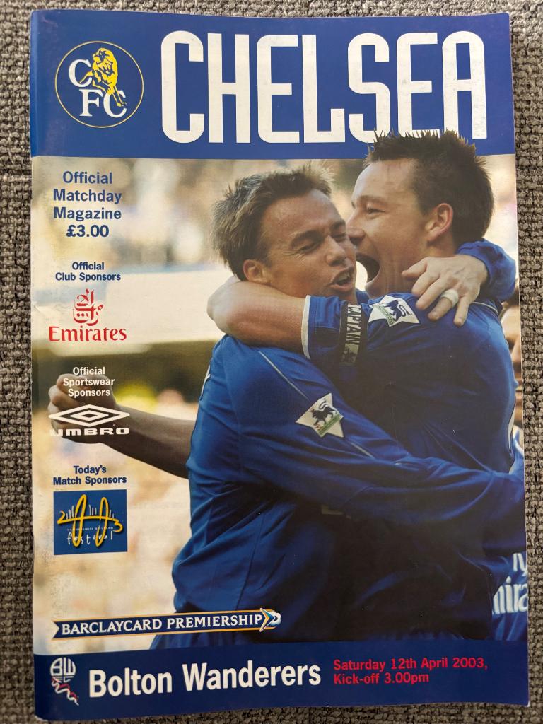 Programma Chelsea - Bolton 2002-2003, Verzenden, Zo goed als nieuw, Buitenlandse clubs, Boek of Tijdschrift