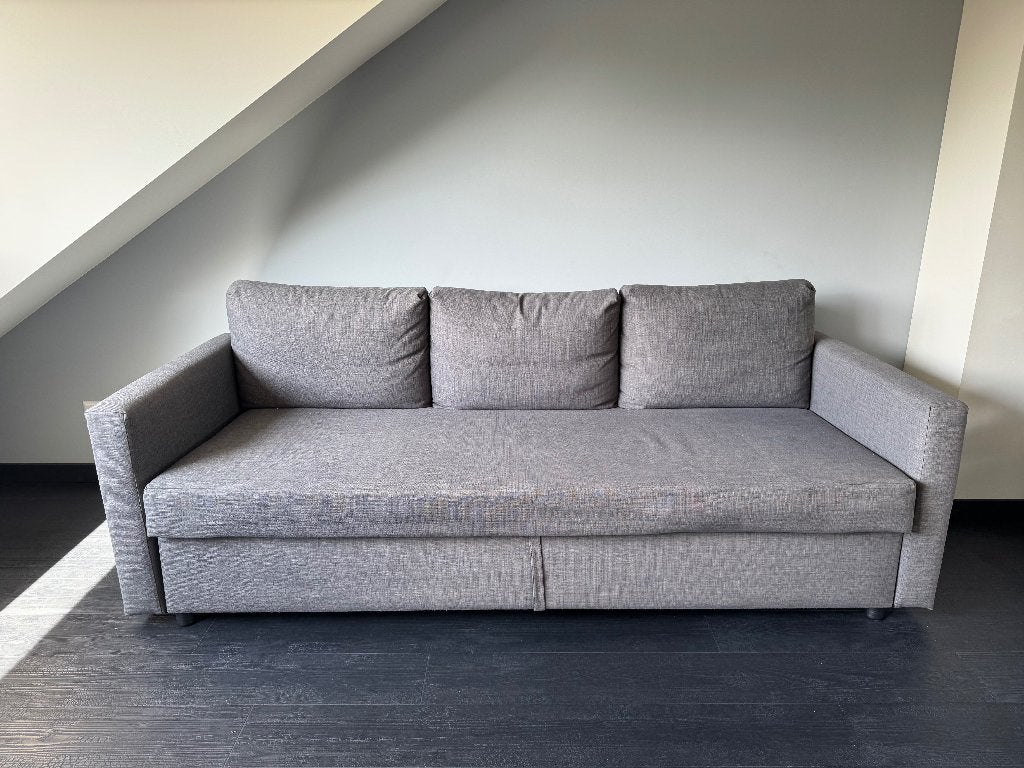 Ikea 3-zitsslaapbank met opbergruimte - 225 cm breed, grijs, Ophalen, Gebruikt, Tweepersoons, Overige maten