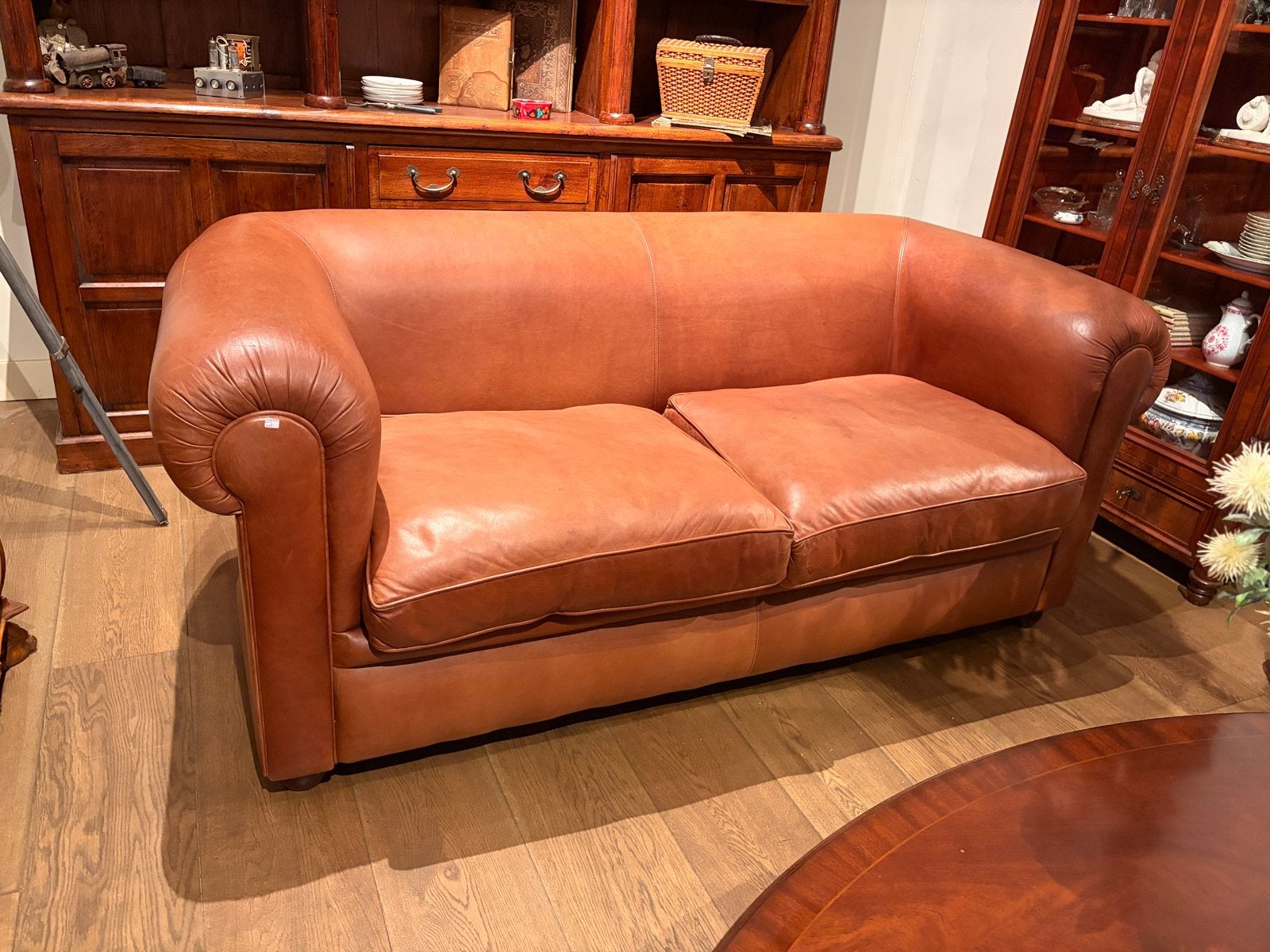 Engelse Leren Chesterfield Bank met Losse Kussens, Ophalen