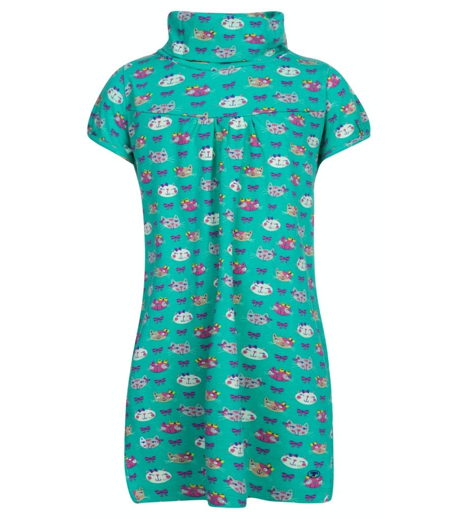 Groene meisjesjurk col jurk Tom Tailor poezen print 128-134, Tom Tailor, Meisje, Nieuw, Ophalen of Verzenden