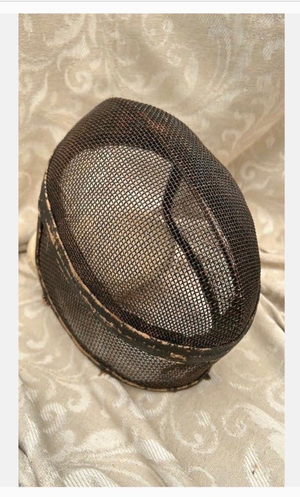 Antiek schermmasker, staal en leer, Antiek en Kunst, Ophalen of Verzenden
