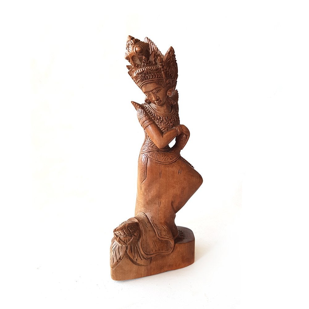 Handgesneden Balinese Houten Danseres Beeld, Minder dan 20 cm, Ophalen of Verzenden, Handgemaakt, Beeld