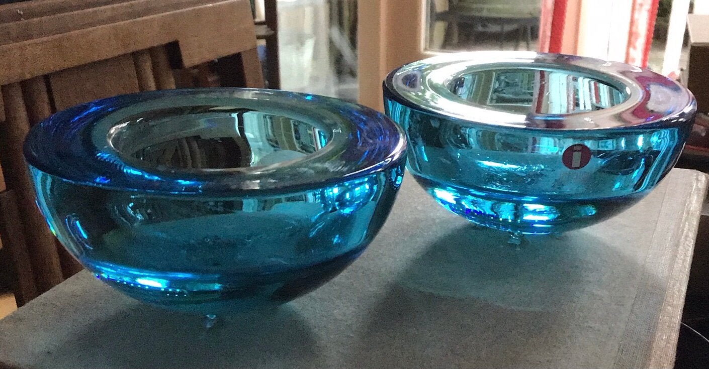 Iittala Finland Ballo waxinelichthouders 2x.  Blauw, Huis en Inrichting, Woonaccessoires | Kandelaars en Kaarsen, Overige materialen