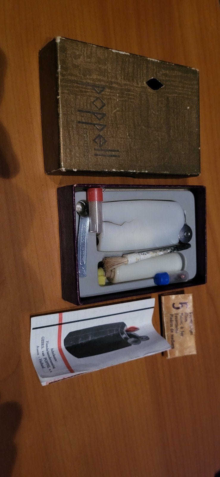 Vintage Poppell Aansteker Set - Compleet in Doos, Ophalen of Verzenden