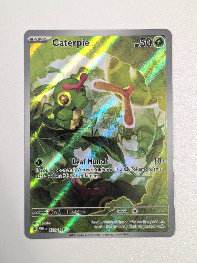 Pokémon kaart (Full Art) - Caterpie [Engels], Ophalen of Verzenden, Zo goed als nieuw, Losse kaart, Foil