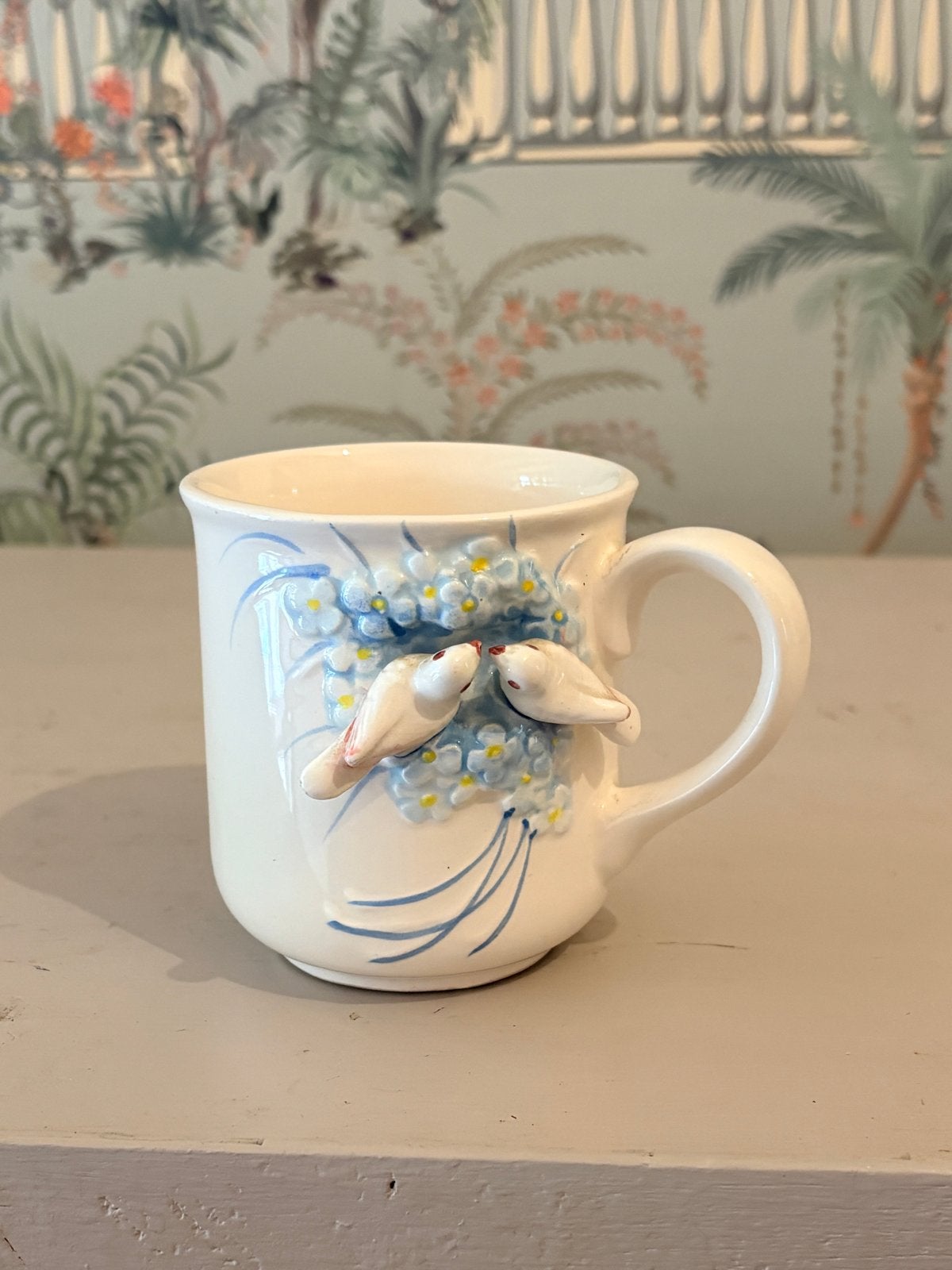 Vintage 3D-mok Kato Kogei Japan - Duifjes & Bloemen, Ophalen of Verzenden