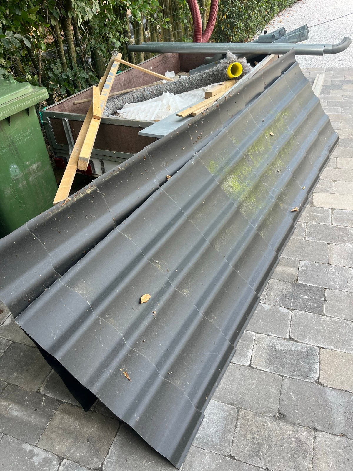 Dakplaten zink 2 stuks 300 lang 80 breed dakbeschot, Ophalen