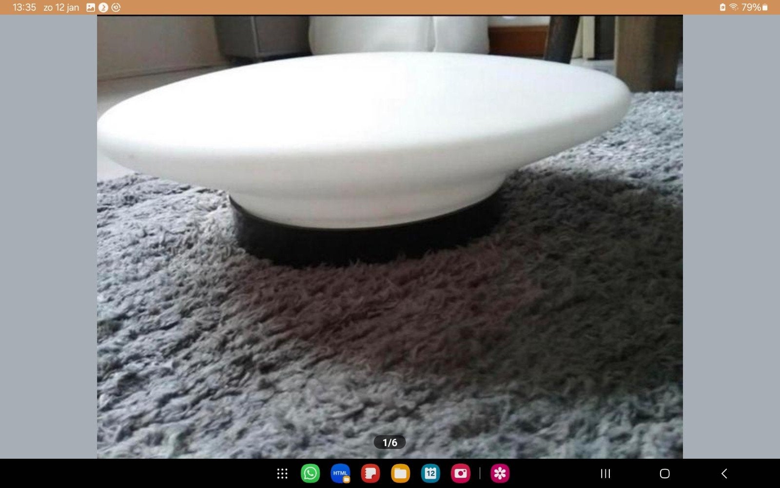 RZB gemerkt vintage/retro discus/schotel plafondlamp, Huis en Inrichting, Ophalen, E27 (groot), Glas, Wit