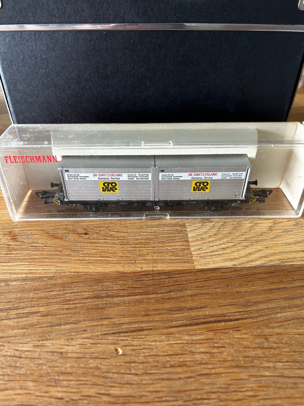 Fleischmann 5235 Containerwagen met 2 CROWE containers, Gelijkstroom, Verzenden, Fleischmann, Wagon