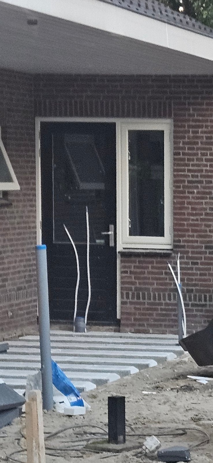 Zwarte buitendeur met raamkozijn, Doe-het-zelf en Verbouw, Deuren en Horren, 80 tot 100 cm, 215 cm of meer, Ophalen of Verzenden