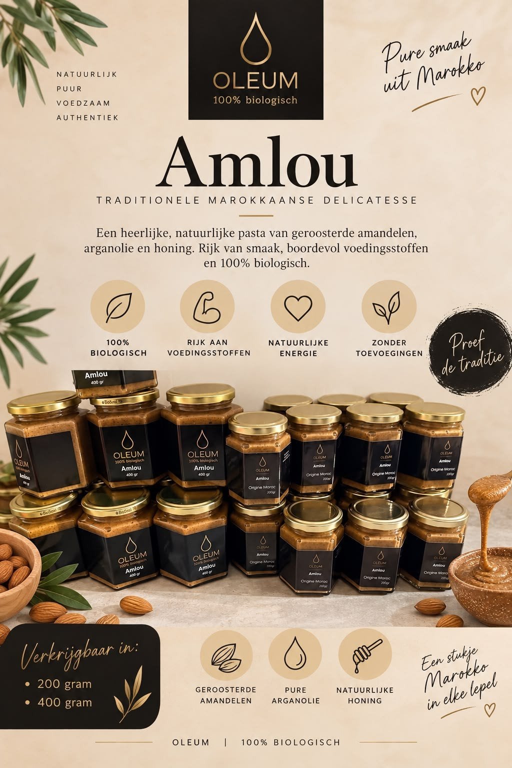 olijfolie en amlou en honing verkoopen, Ophalen of Verzenden