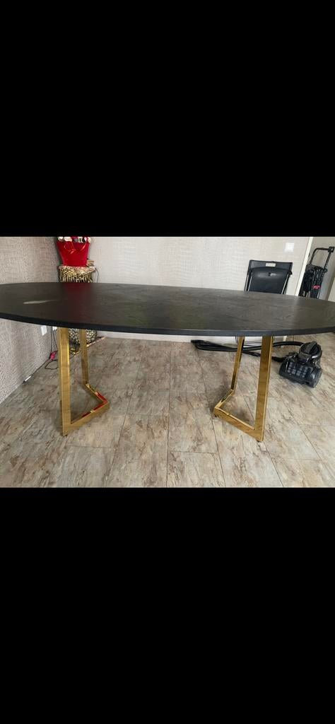 Ovaal tafel met gouden poten, Ophalen of Verzenden, Zo goed als nieuw, Ovaal