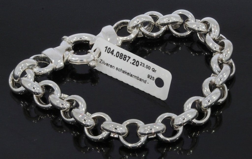 Jasseron nieuwe robuuste zilveren schakel armband dames, Voordeelsieraden, Nieuw, Ophalen of Verzenden, Met edelsteen