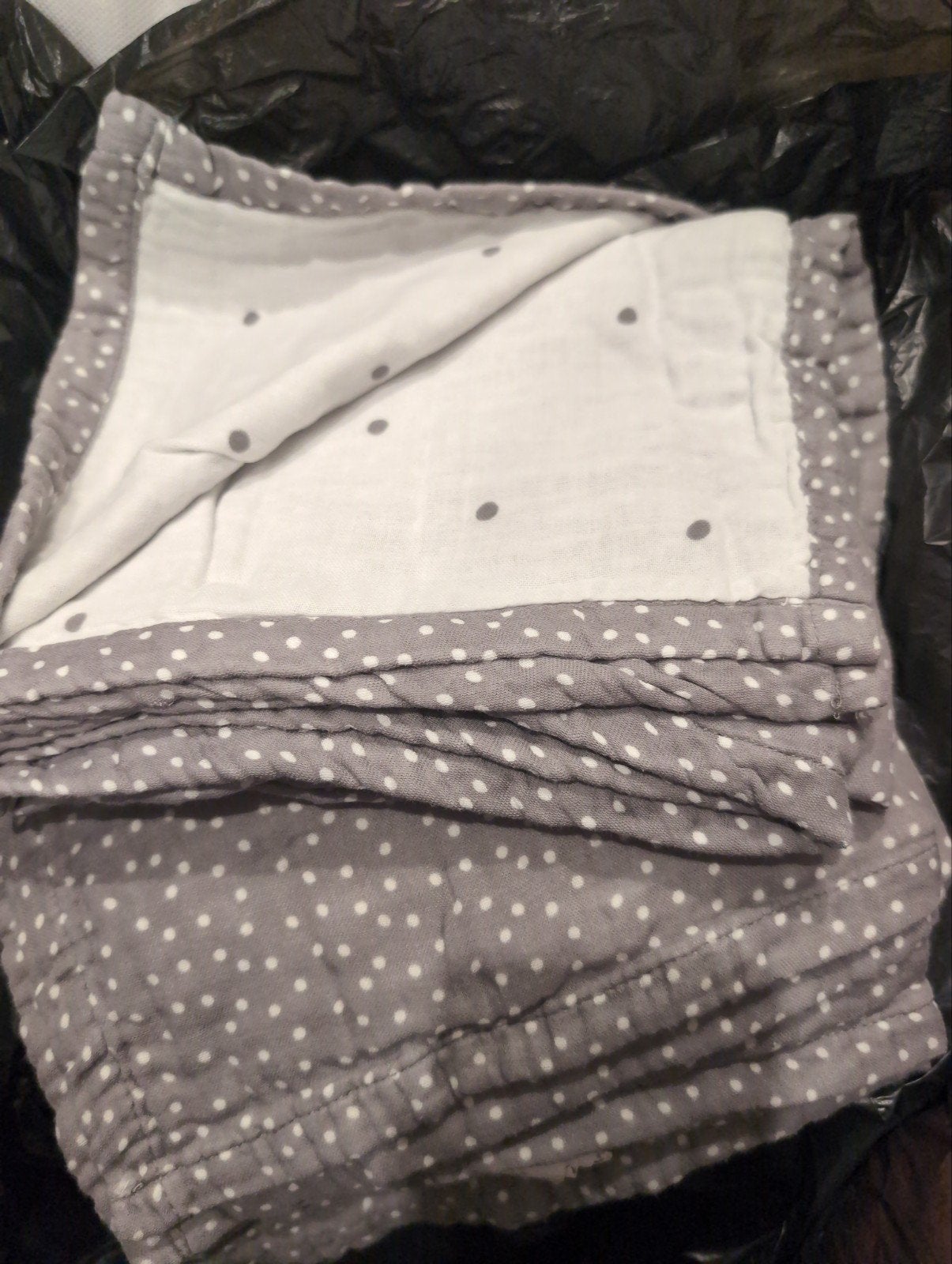 IKEA LÄN Deken Grijs met Witte Stippen 80x100 cm. 3 stuks, Ophalen, Ademend, Gebruikt, IKEA