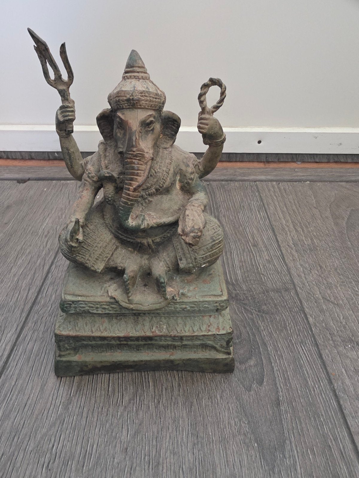 Antiek Ganesha beeld - Bronskleurig metaal, Huis en Inrichting, Woonaccessoires | Boeddhabeelden, Ophalen of Verzenden, Gebruikt