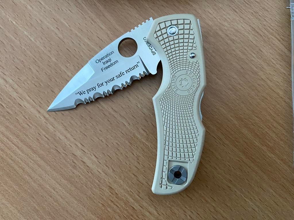 Prachtig zakmes Spyderco Native Operation Iraqi Freedom, Ophalen of Verzenden, Landmacht, Mes of Dolk