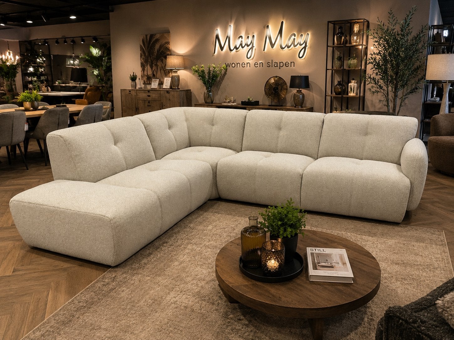 Hoekbank 285x245 Beige FAB stof direct/Leverbaar E-7392, Ophalen, 250 tot 300 cm, Hoekbank, Nieuw