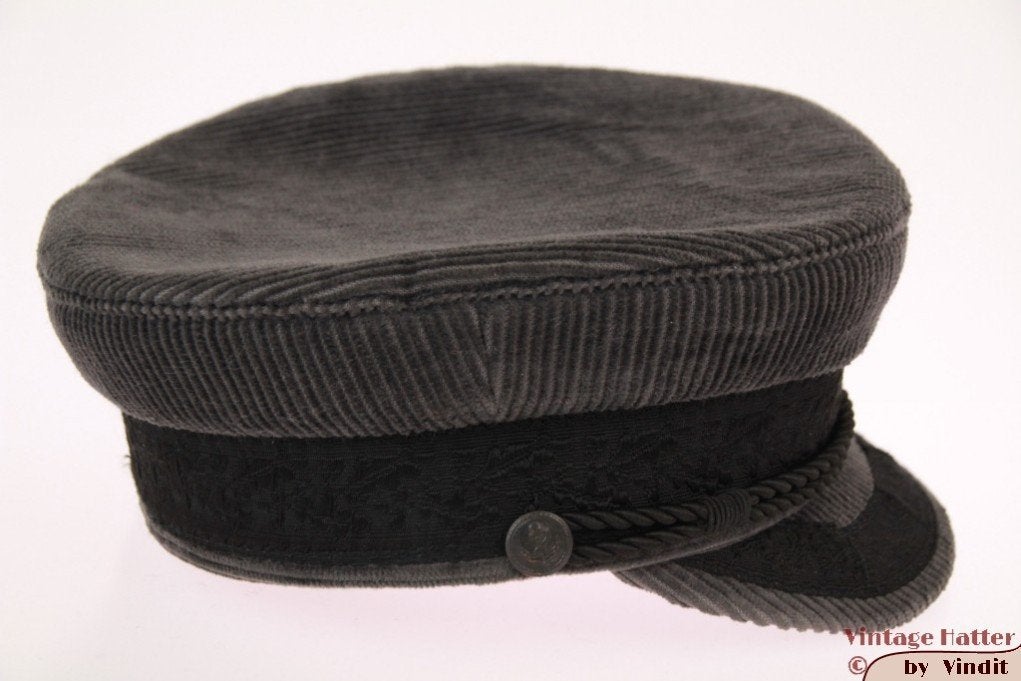 Vintage Kapiteinspet Fiebig Prinz Heinrich grijs rib maat 56, Fiebig - Prinz Heinrich, Ophalen of Verzenden, Gedragen, Pet