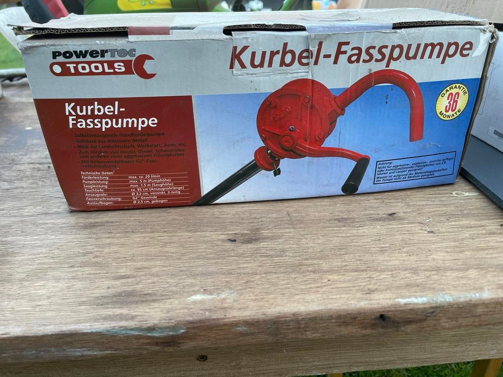 PowerTec Tools Kurbel-Fasspumpe voor olie en diesel, Ophalen of Verzenden, Nieuw