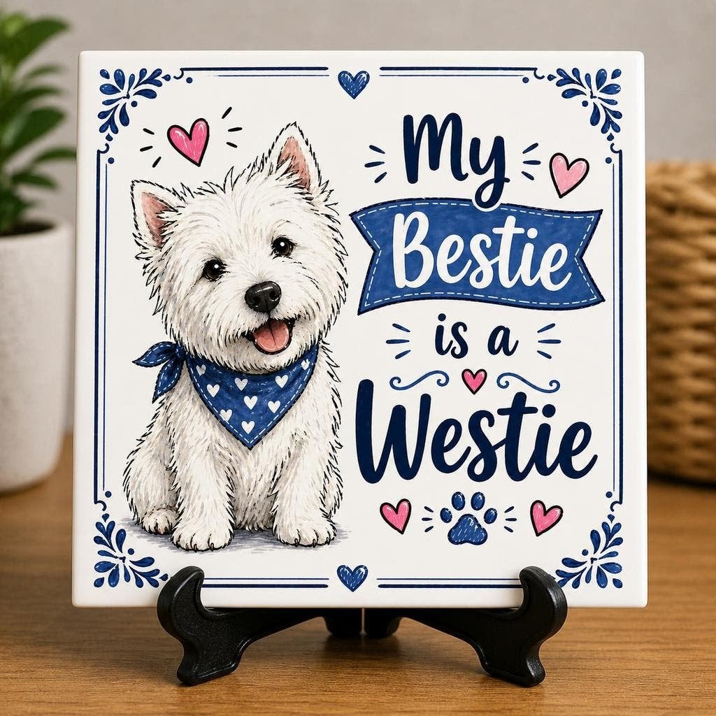 My Bestie is a Westie - West Highland White Terrier tegel, Verzenden, Nieuw