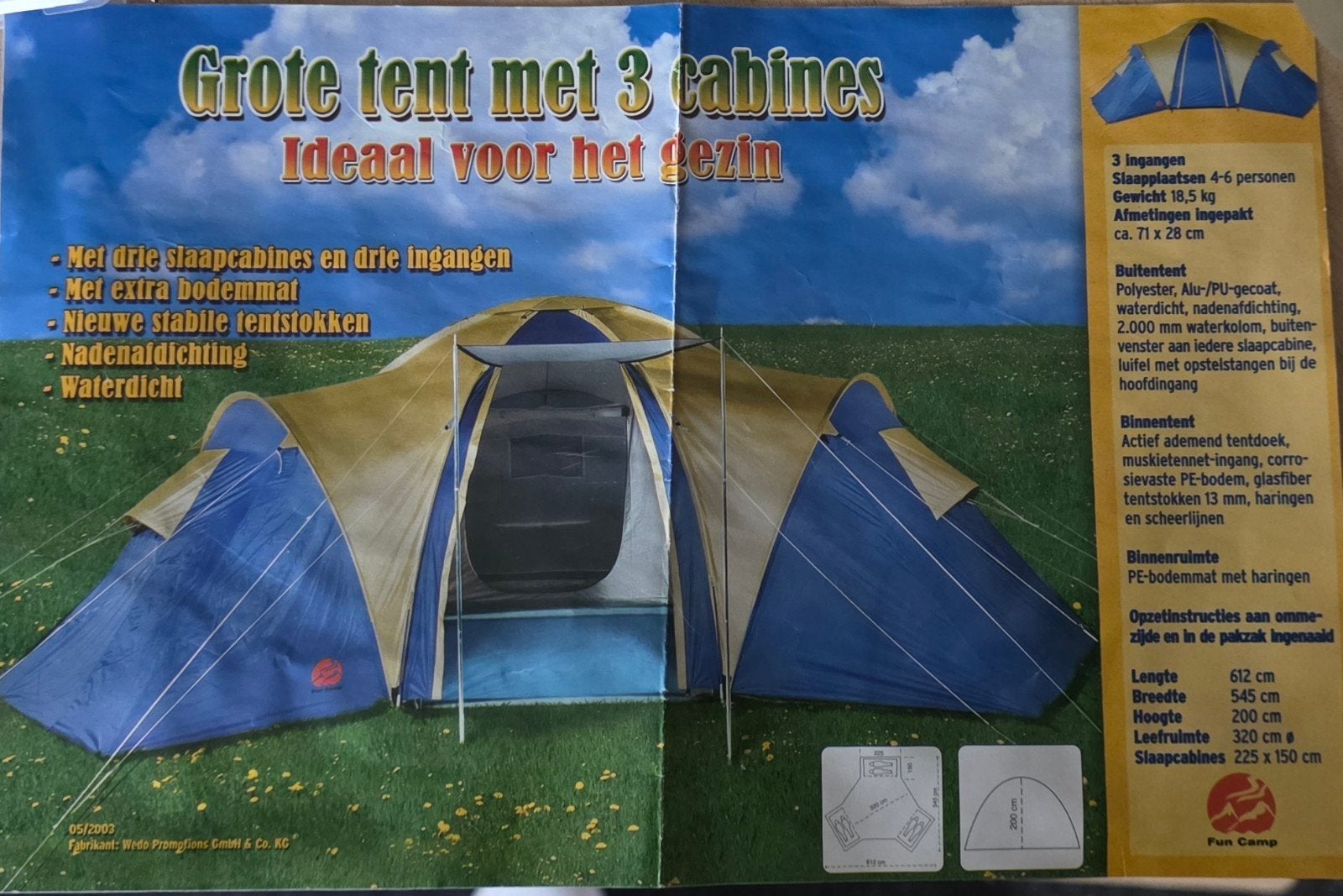 grote 6 persoons tent, Caravans en Kamperen, Ophalen, Zo goed als nieuw, Tot en met 6