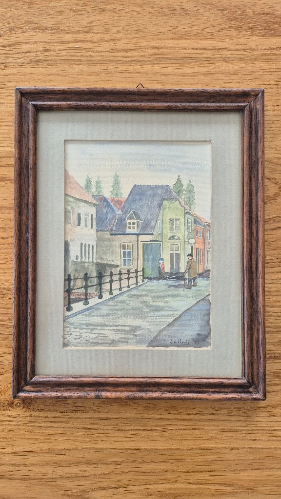 Aquarel den bosch centrum., 30 cm, 1950 - 1999, Ophalen of Verzenden, 25 cm