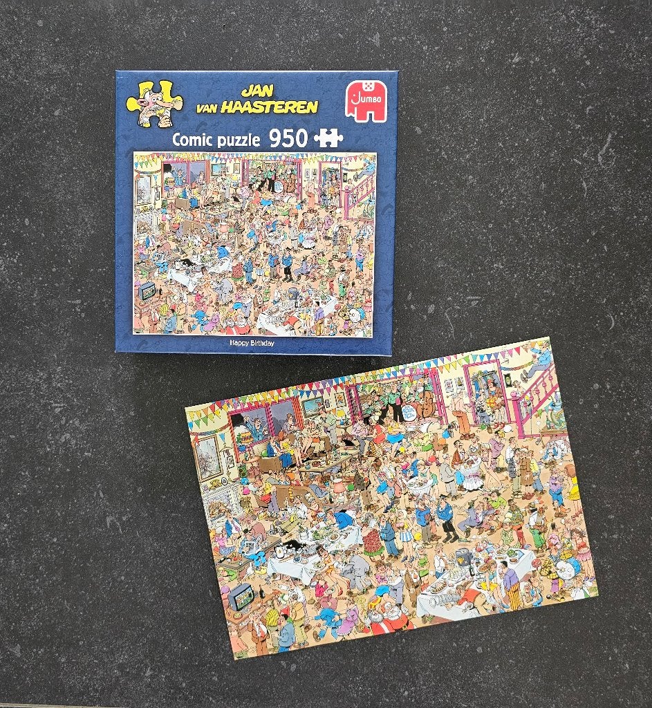 Jan van Haasteren HAPPY BIRTHDAY, Hobby en Vrije tijd, Denksport en Puzzels, Ophalen, 500 t/m 1500 stukjes, Zo goed als nieuw