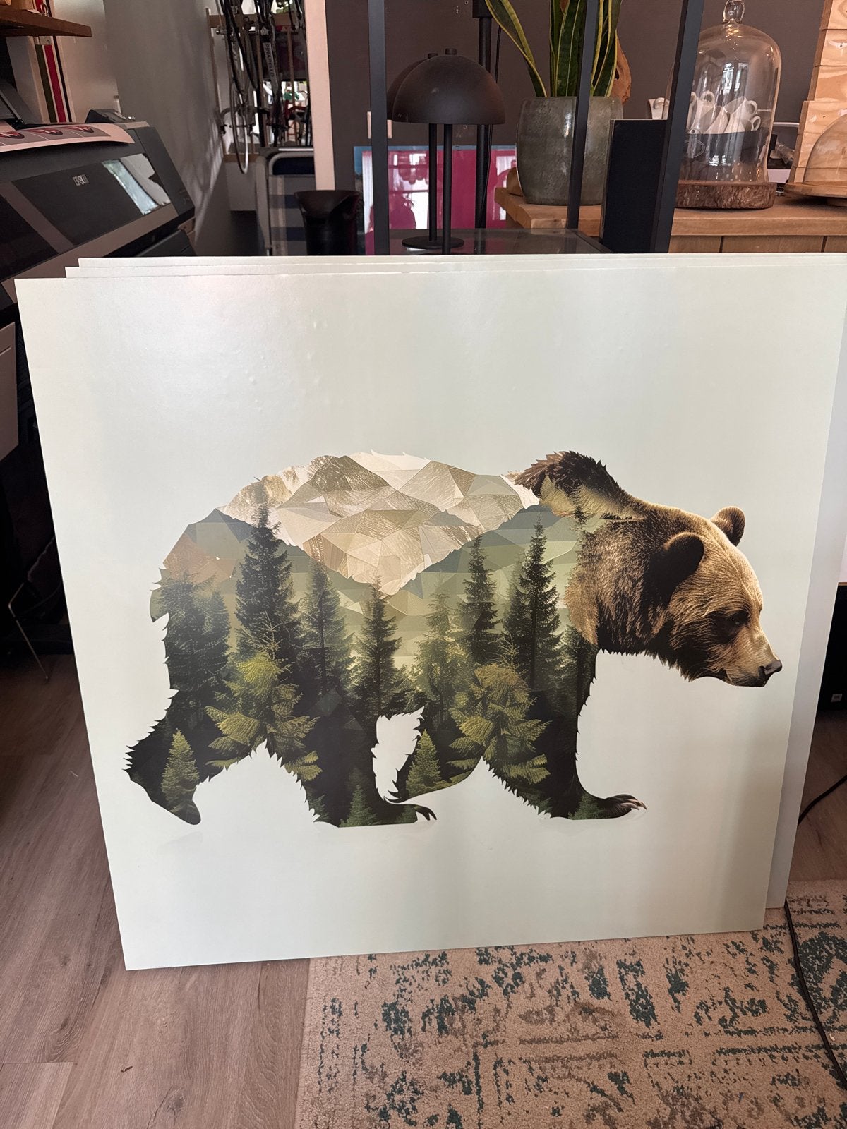 4 x AI Print Beer met Boslandschap op Foamboard 98x98cm, Ophalen