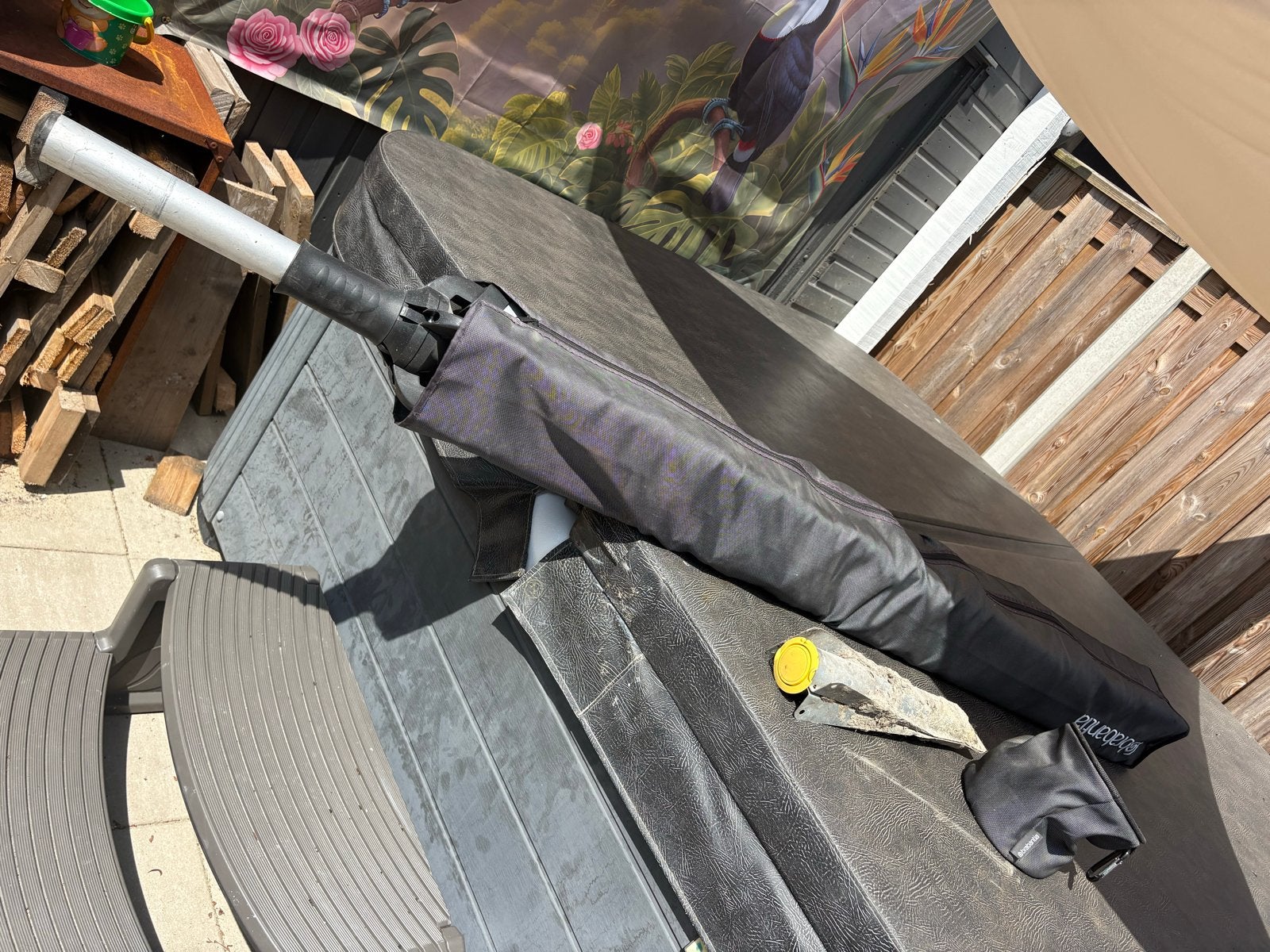 Stevige droogmolen met hoes - Ideaal voor buiten, Tuin en Terras, Droogmolens en Wasrekken, Ophalen, Zo goed als nieuw, Droogmolen