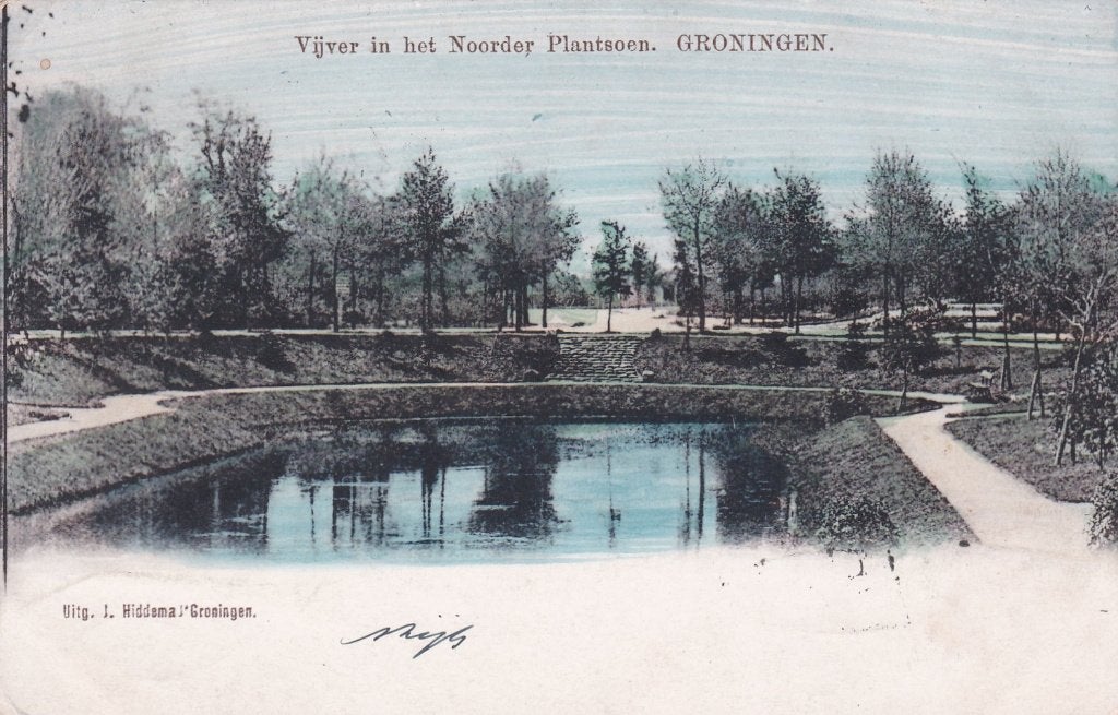 18901 Vijver het Noorder Plantsoen Groningen J Hiddema 1902, Verzenden, Voor 1920, Gelopen, Groningen