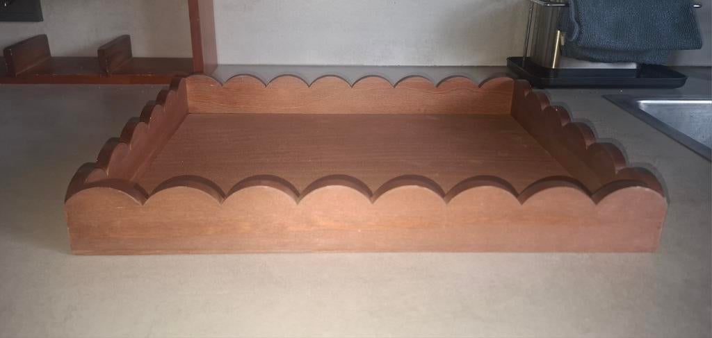 Houten rechthoekig dienblad met schulprand, Huis en Inrichting, Ophalen of Verzenden, Zo goed als nieuw, Rechthoekig, Hout
