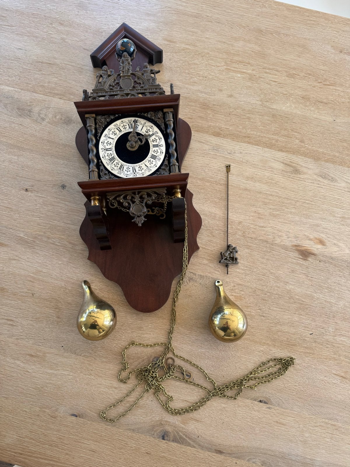 Antieke Zaanse wandklok met ketting en gewichten, Antiek en Kunst, Ophalen