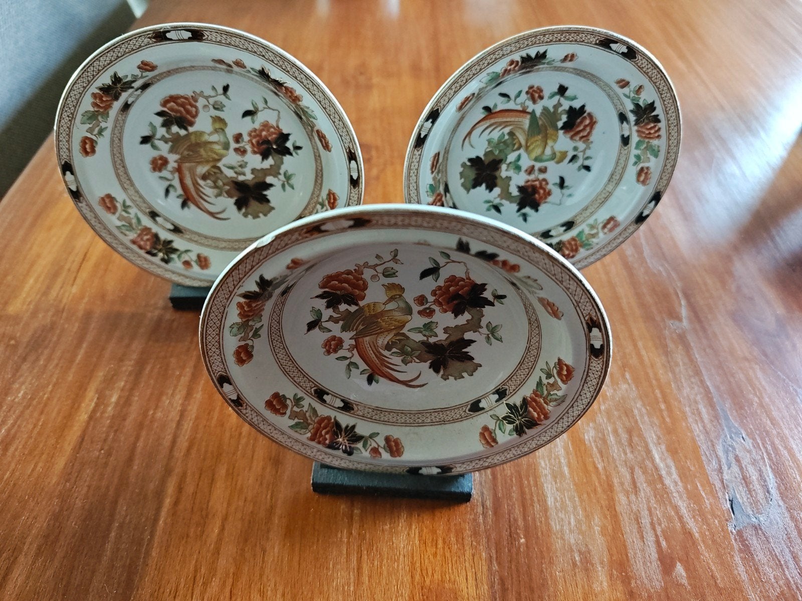 Set van 3 Vintage Chinese Porseleinen Schalen met Vogeldecor, Ophalen of Verzenden