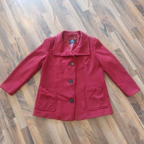 Wijnrode jas van Barbara Lebek, Maat 40, Kleding | Dames, Jassen | Winter, Ophalen of Verzenden, Gedragen, Maat 38/40 (M), Blauw