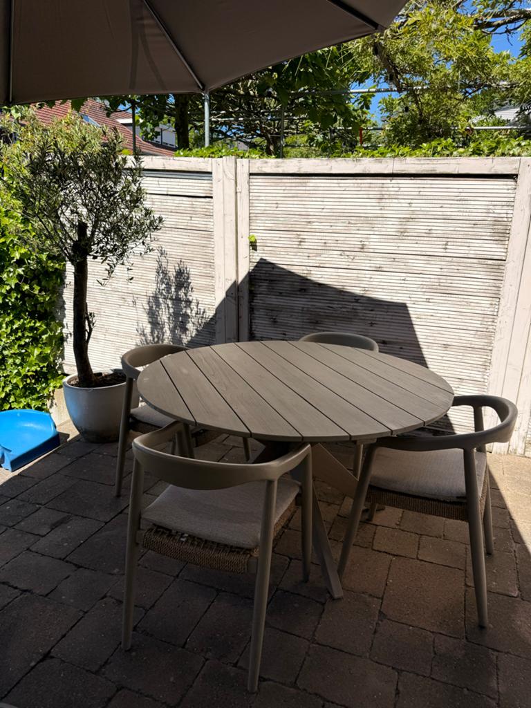Castle Line eettafel met 6 stoelen (2 nieuw in doos), Tuin en Terras, Tuinsets en Loungesets, Ophalen, Overige materialen, Eettafel