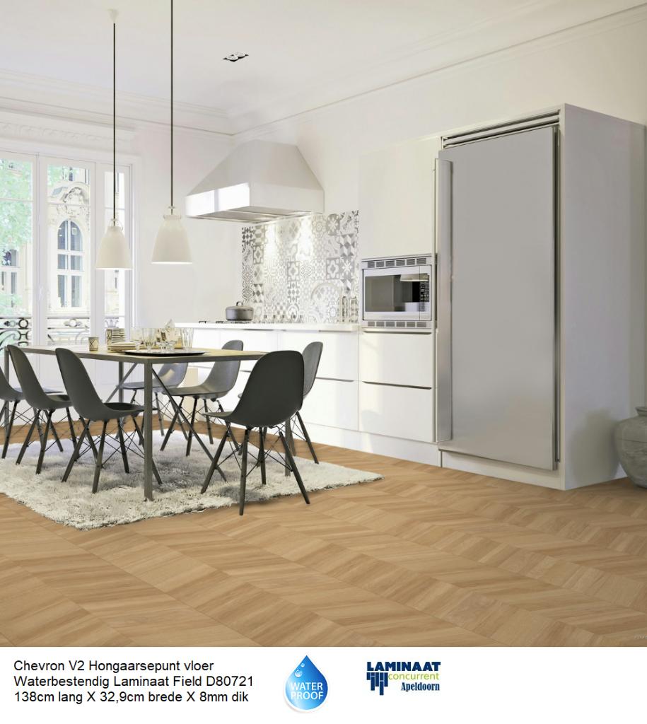 Waterbestendig Chevron Hongaarsepunt laminaat Field €19,95m2, Huis en Inrichting, Bruin, 75 m² of meer, Nieuw, Ophalen of Verzenden